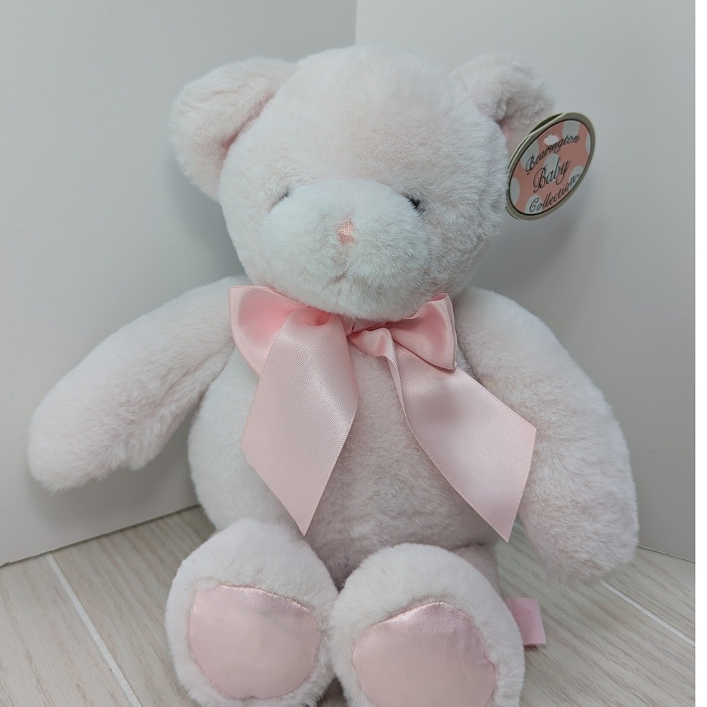 Bearington Baby Plush Teddy‎ Bear Pink Satin Bow w/tags